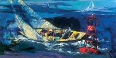 1970 America's Cup, Intrepid vs Gretel II by Leroy Neiman on Serigraph