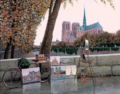 Autumn on the Seine by Liudmila Kondakova on Gesso Panel