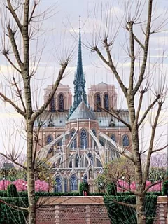 Cathedral Notre Dame (Toujours Paris Suite) by Liudmila Kondakova on Gesso Panel