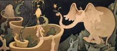Elephant Presenting a Flower to a Bird by Dr. Seuss on Serigraph on Canvas