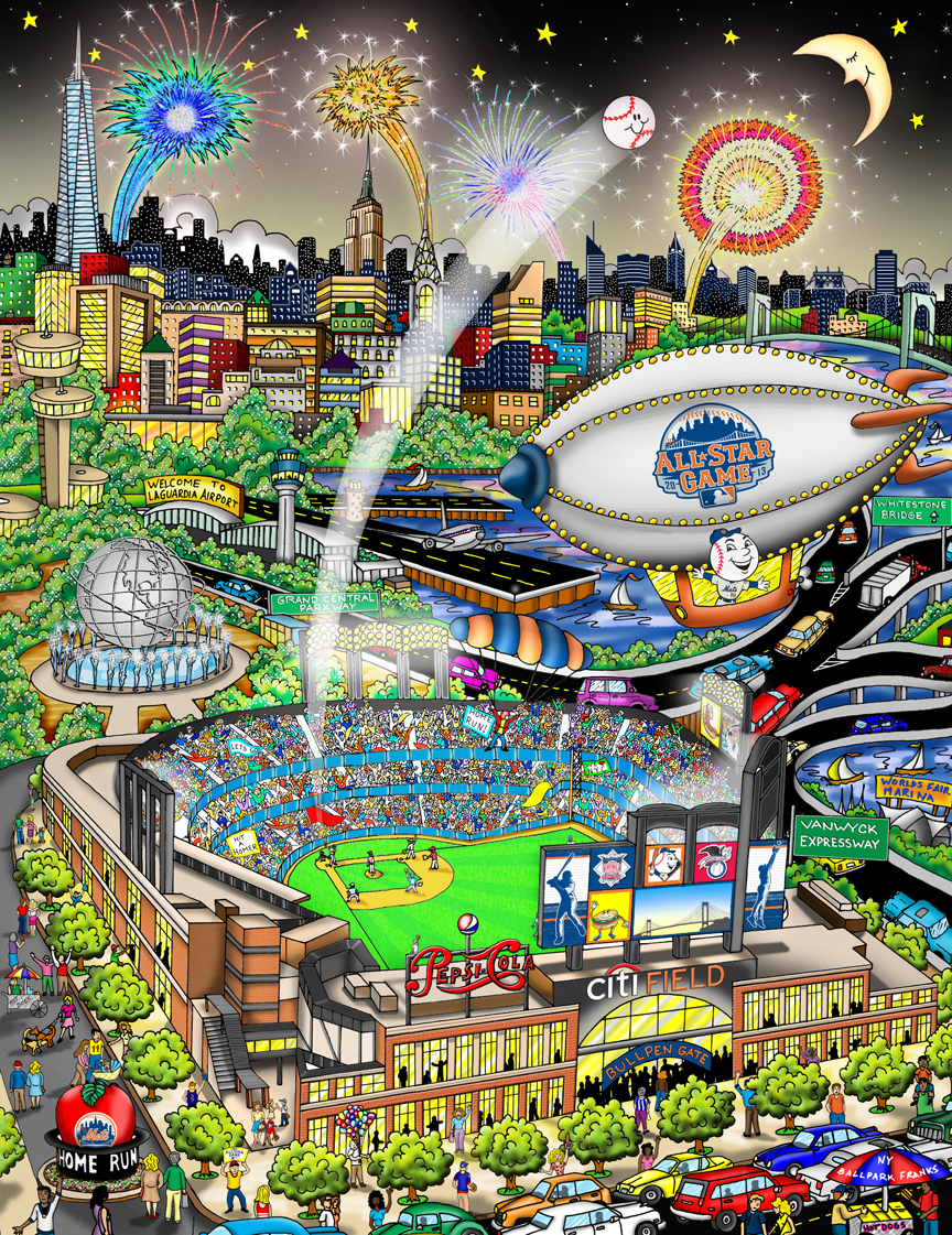 2013 MLB All-Star Game at Citifield by Charles Fazzino | Serigraph