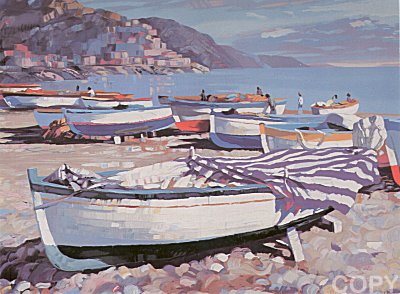 Amalfi Boats (Canvas) by Howard Behrens | Serigraph