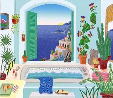 Amalfi Coast Suite - Positano Bath by Thomas McKnight | Serigraph