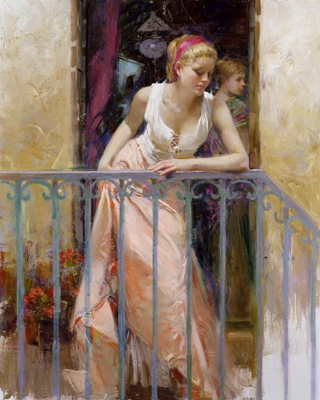 At The Balcony by Daeni Pino | Giclee on Canvas