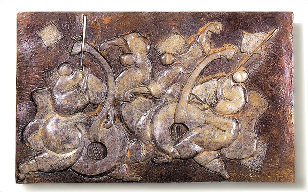 Bass Duet (Bronze) by David Schluss | Bronze Sculpture