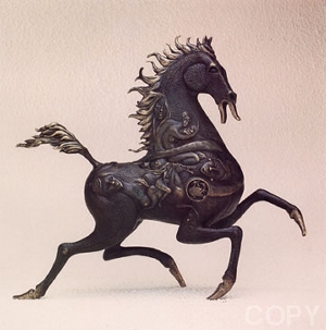 Black Horse (Bronze) by Tie Feng Jiang | Bronze Sculpture