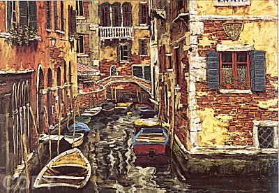 Boats of Venice (Canvas) by Viktor Shvaiko | Serigraph on Canvas