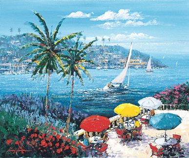 Cafe di Porto - La Dolce Vita Suite by Kerry Hallam | Serigraph on Canvas