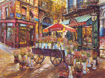 Cafe Mimosa by Vadik Suljakov | Hand Embellished Canvas