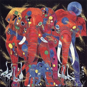 Elephant Family by Tie Feng Jiang | Serigraph