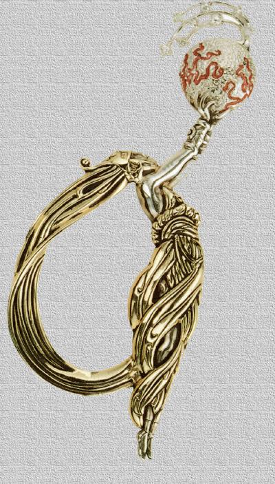 Fireflies Brooch St I (gold, silver, diamonds, red enamel) by Erte Jewelry | Art To Wear
