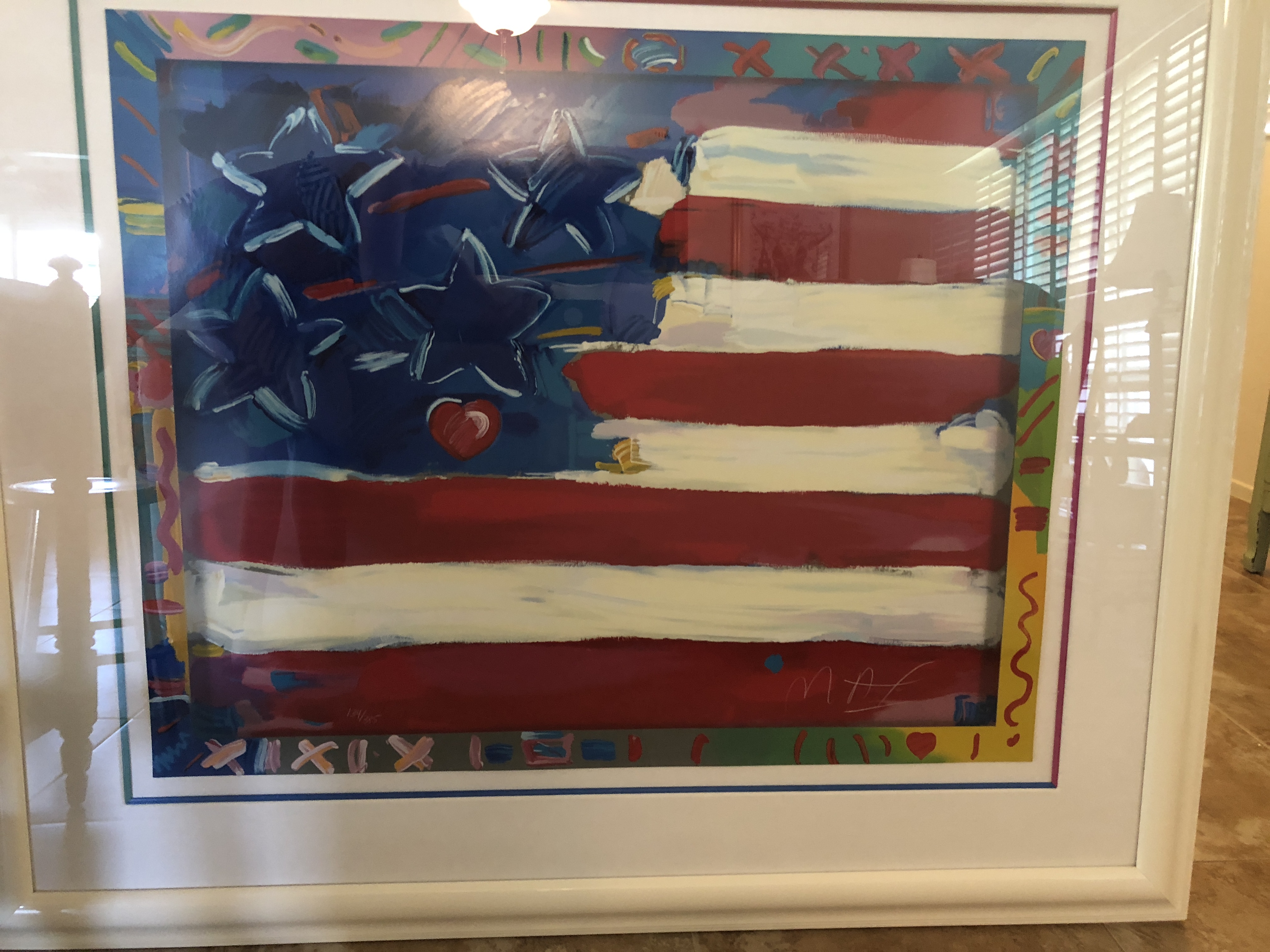 Flag with Heart by Peter Max | Serigraph