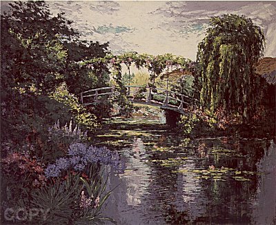 Giverny Wisteria and Agapanthes Bridge by Mark King | Serigraph