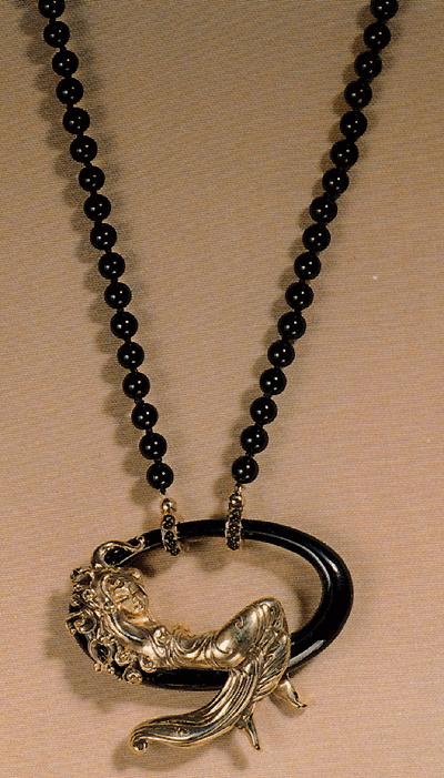 La Belle St II (gold, black onyx) by Erte Jewelry | Art To Wear