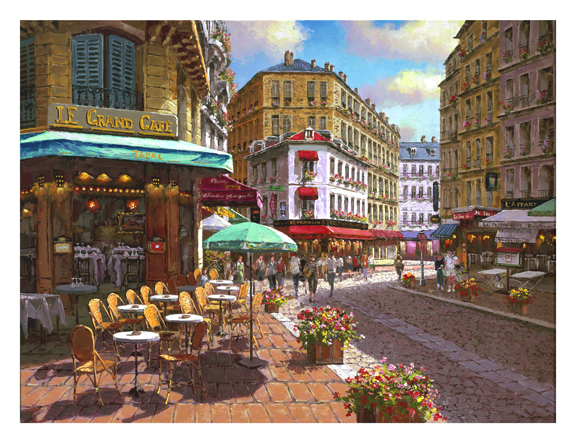 Le Grand Cafe by Sam Park | Hand Embellished Canvas