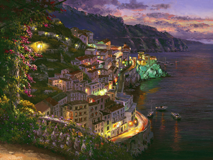 Lights of Amalfi (Regioni d'Italia) by Sam Park | Giclee on Canvas