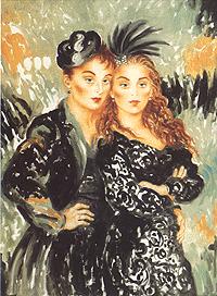 Moulin Rouge - Lulu and Lili by Joanna Zjawinska | Serigraph on Canvas