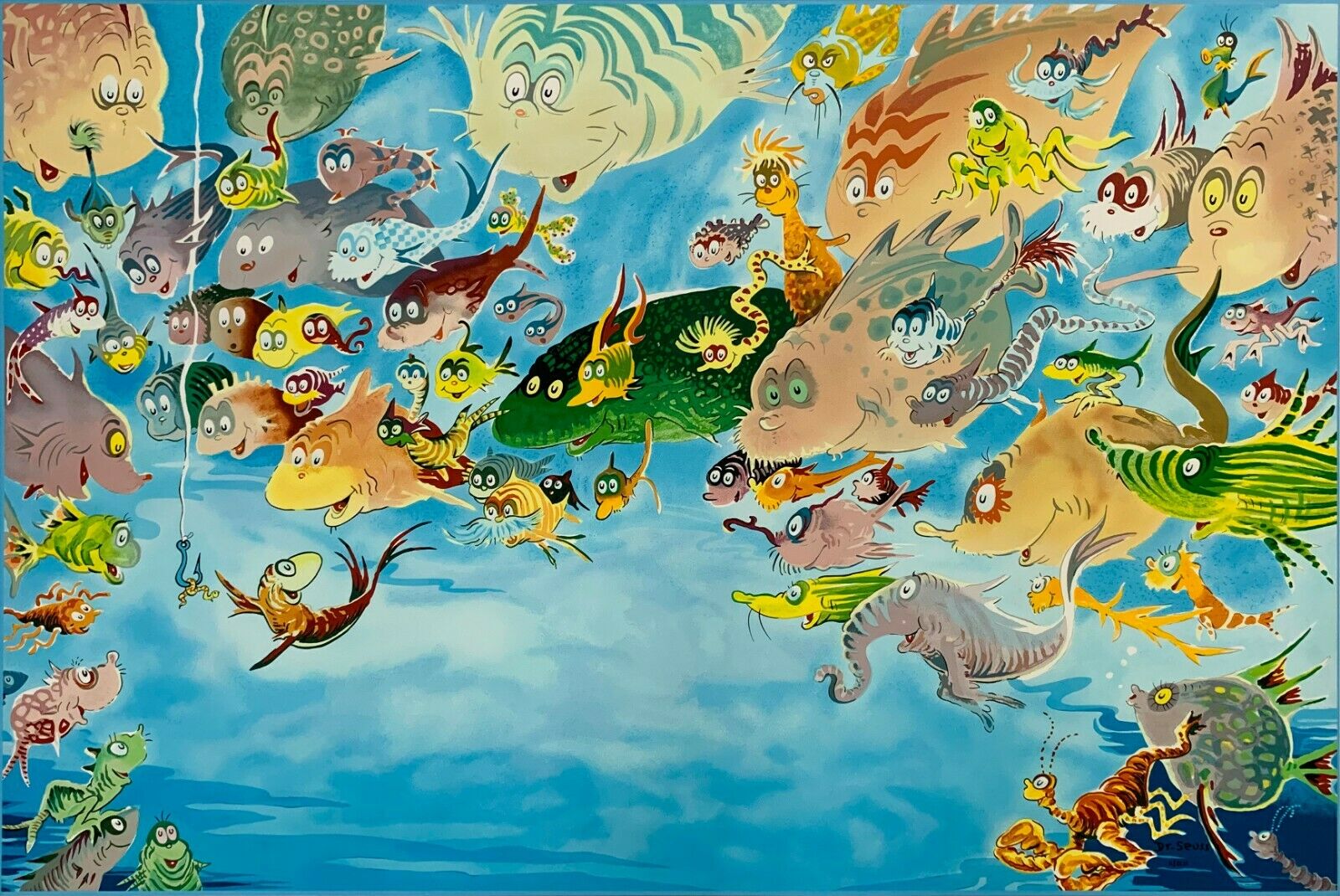 A Plethora of Fish by Dr. Seuss | Serigraph on Panel