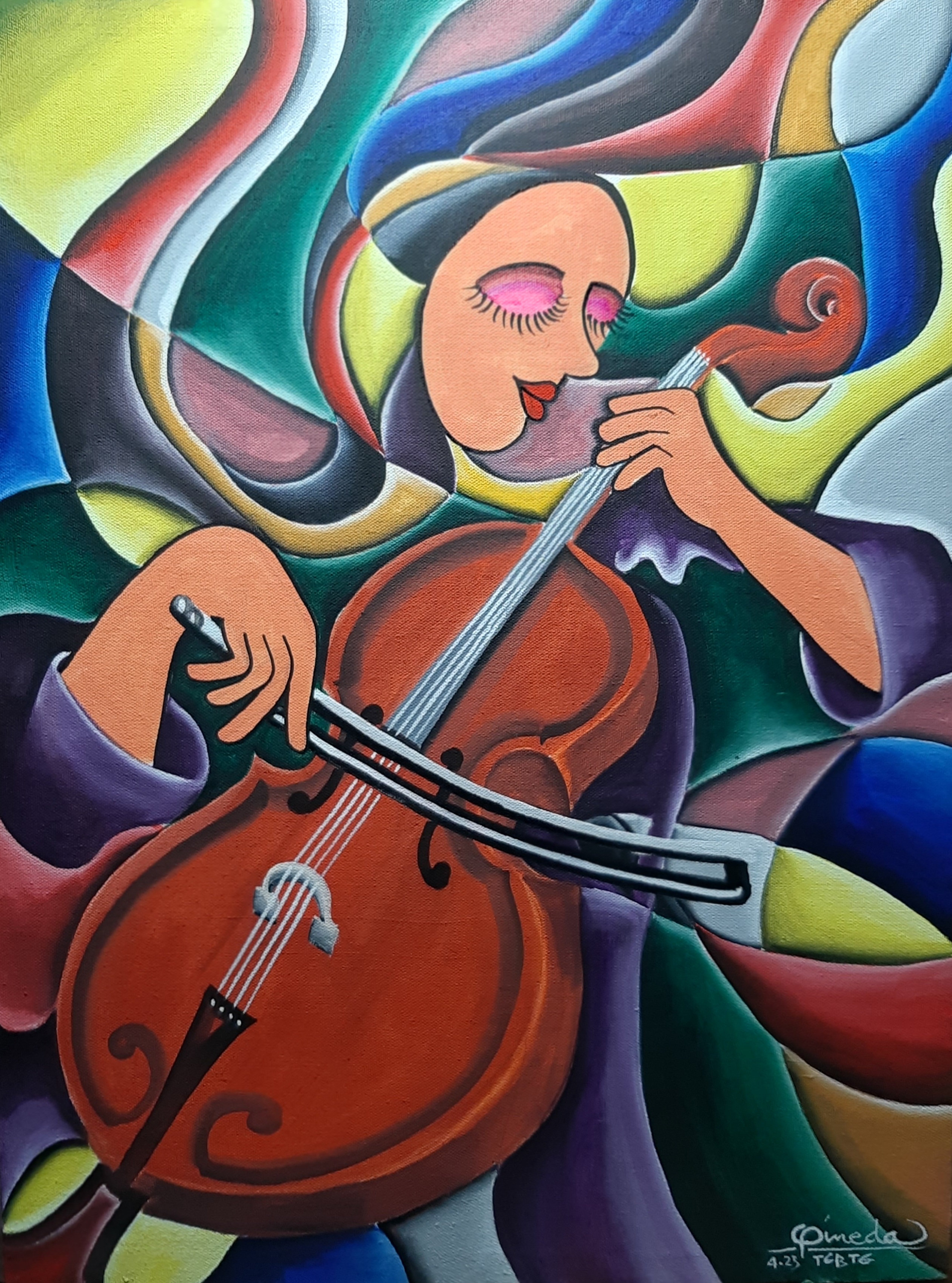 Cellist by Lito Pineda | Acrylic on Canvas