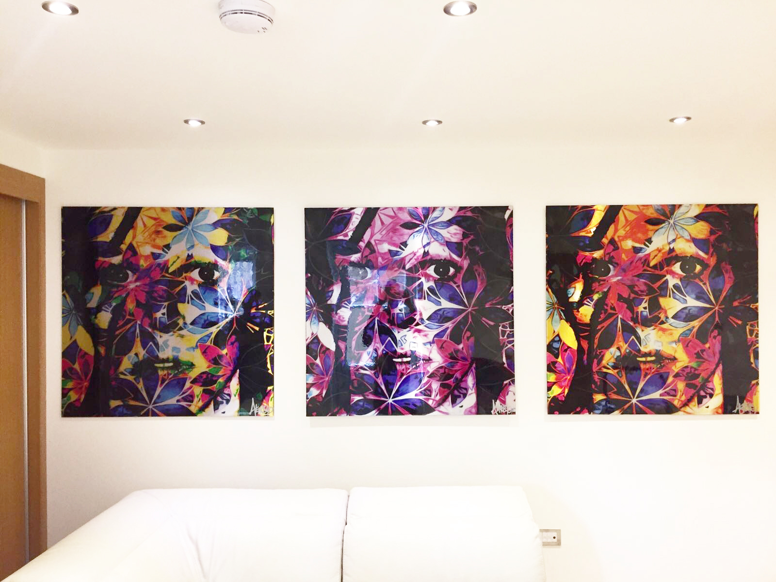 David Bowie Triptych by Iain Alexander | Mixed Media Original on Aluminum in Resin